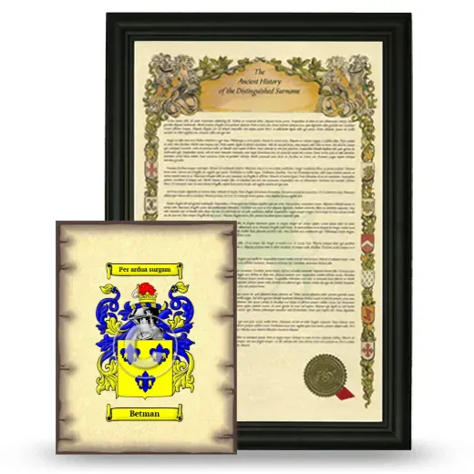 Betman Framed History and Coat of Arms Print - Black
