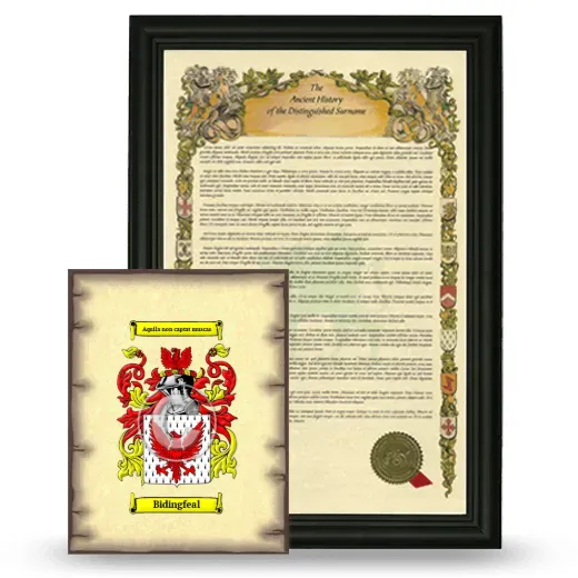 Bidingfeal Framed History and Coat of Arms Print - Black