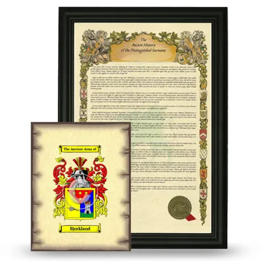 Bjorkland Framed History and Coat of Arms Print - Black