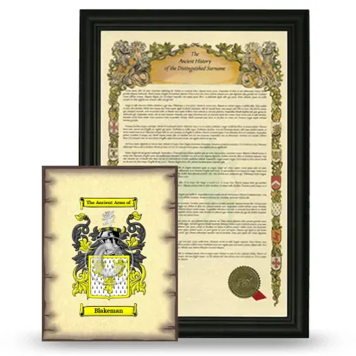 Blakeman Framed History and Coat of Arms Print - Black