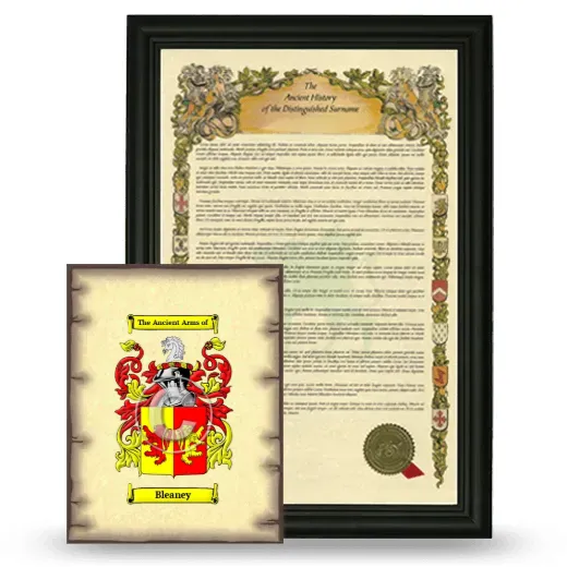 Bleaney Framed History and Coat of Arms Print - Black