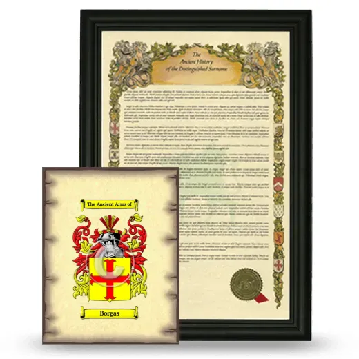 Borgas Framed History and Coat of Arms Print - Black