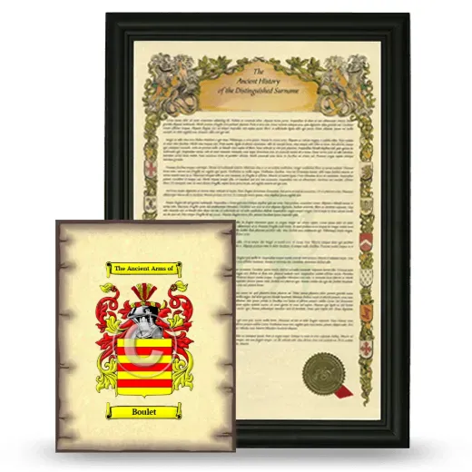Boulet Framed History and Coat of Arms Print - Black