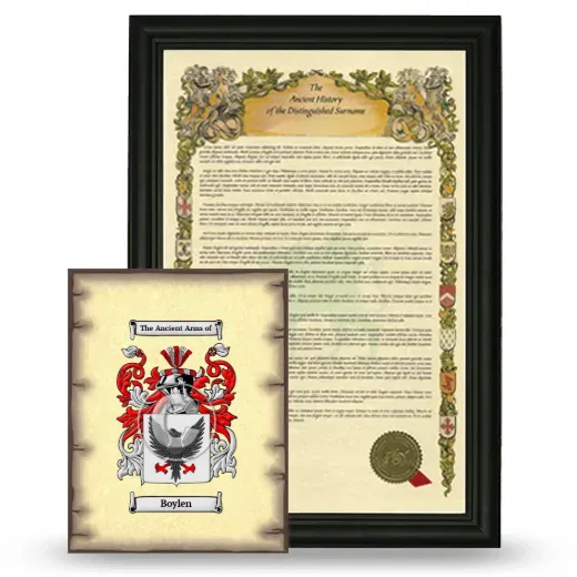 Boylen Framed History and Coat of Arms Print - Black