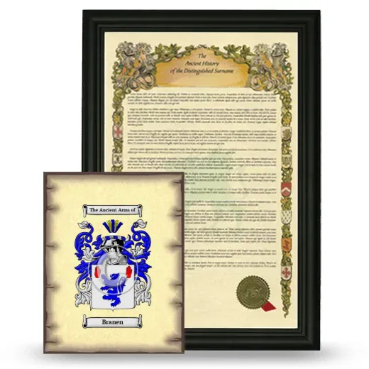Branen Framed History and Coat of Arms Print - Black