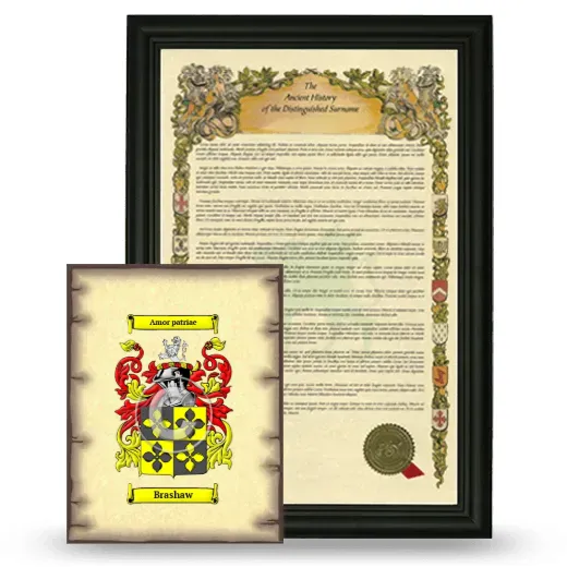 Brashaw Framed History and Coat of Arms Print - Black