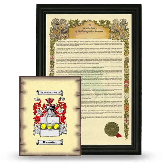Braunston Framed History and Coat of Arms Print - Black