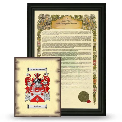 Bricken Framed History and Coat of Arms Print - Black