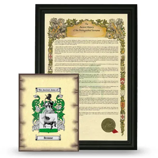 Bronne Framed History and Coat of Arms Print - Black