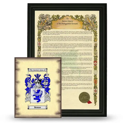 Brouse Framed History and Coat of Arms Print - Black