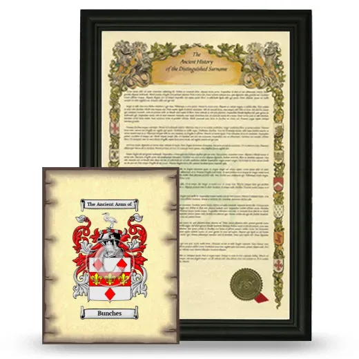Bunches Framed History and Coat of Arms Print - Black