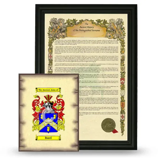 Burel Framed History and Coat of Arms Print - Black