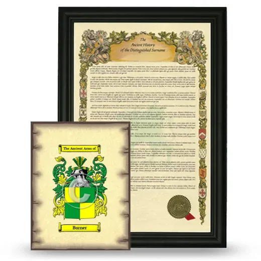 Burner Framed History and Coat of Arms Print - Black
