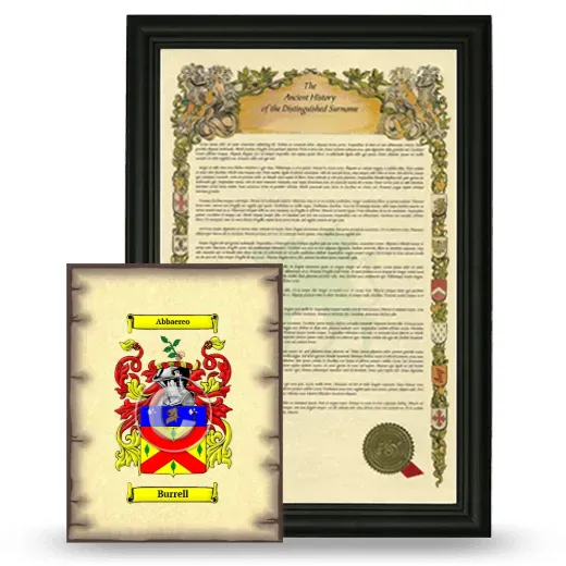 Burrell Framed History and Coat of Arms Print - Black