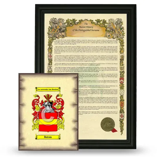 Buton Framed History and Coat of Arms Print - Black
