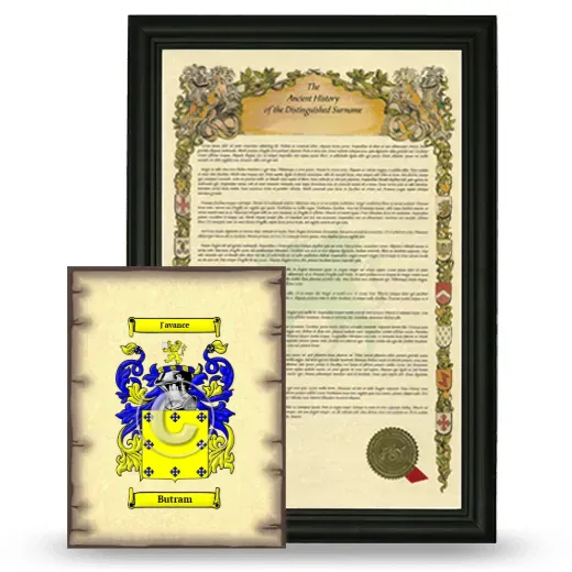 Butram Framed History and Coat of Arms Print - Black