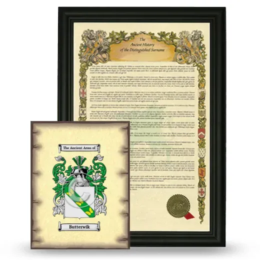 Butterwik Framed History and Coat of Arms Print - Black