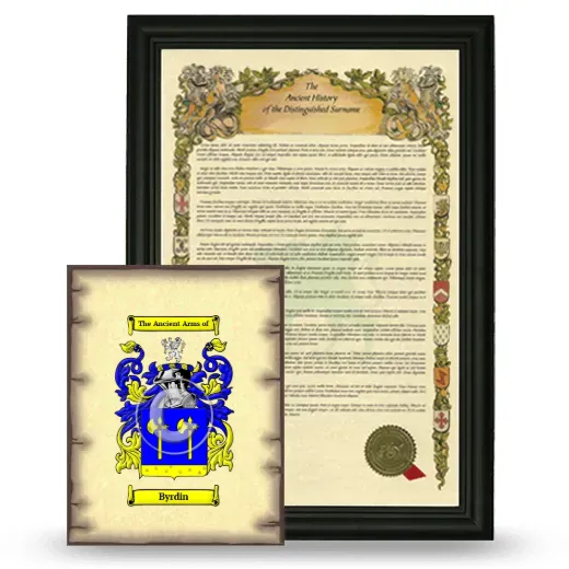Byrdin Framed History and Coat of Arms Print - Black