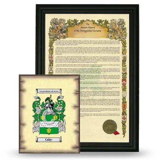 Cahy- Framed History and Coat of Arms Print - Black