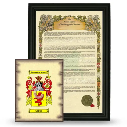 Calton Framed History and Coat of Arms Print - Black