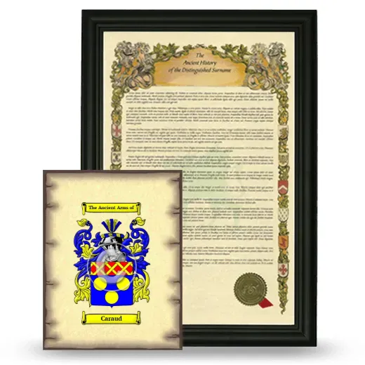 Caraud Framed History and Coat of Arms Print - Black