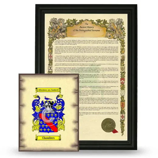 Chambers Framed History and Coat of Arms Print - Black