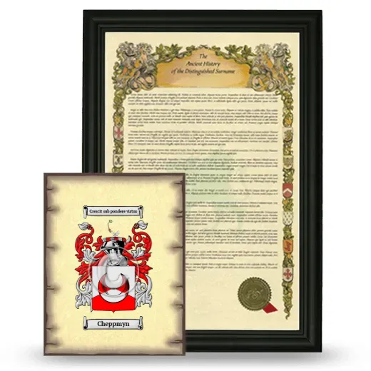 Cheppmyn Framed History and Coat of Arms Print - Black