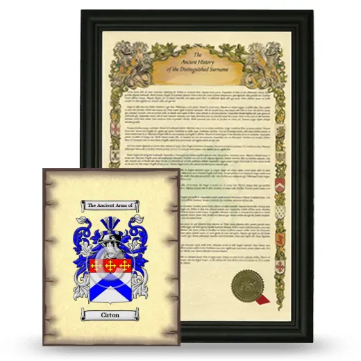 Cirton Framed History and Coat of Arms Print - Black