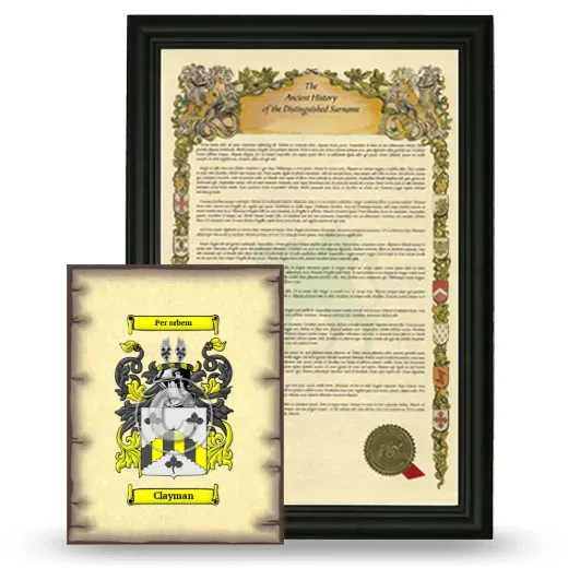 Clayman Framed History and Coat of Arms Print - Black
