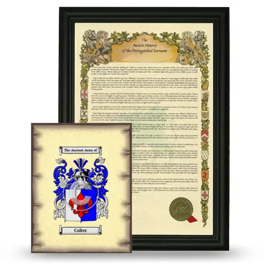 Colter Framed History and Coat of Arms Print - Black