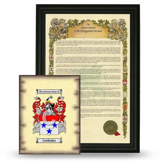Cordonlay Framed History and Coat of Arms Print - Black