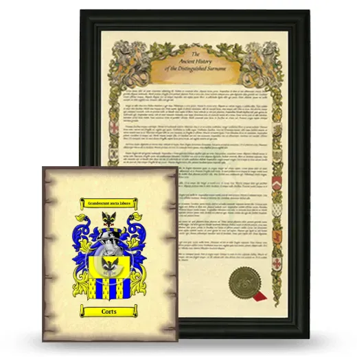 Corts Framed History and Coat of Arms Print - Black