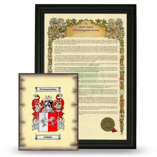 Coxon Framed History and Coat of Arms Print - Black