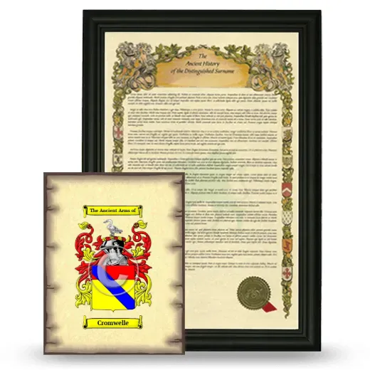 Cromwelle Framed History and Coat of Arms Print - Black