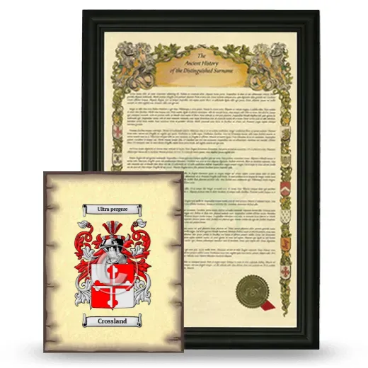 Crossland Framed History and Coat of Arms Print - Black