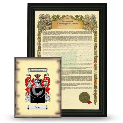 Dams Framed History and Coat of Arms Print - Black
