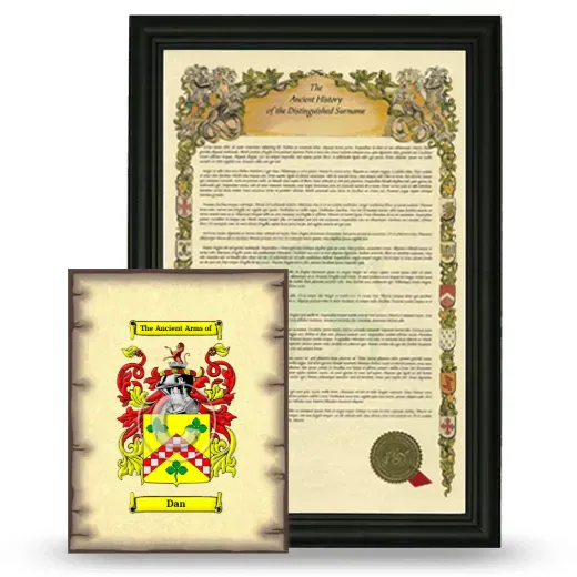 Dan Framed History and Coat of Arms Print - Black