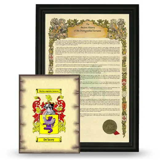 De'lacey Framed History and Coat of Arms Print - Black