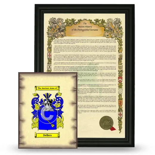 Dellers Framed History and Coat of Arms Print - Black