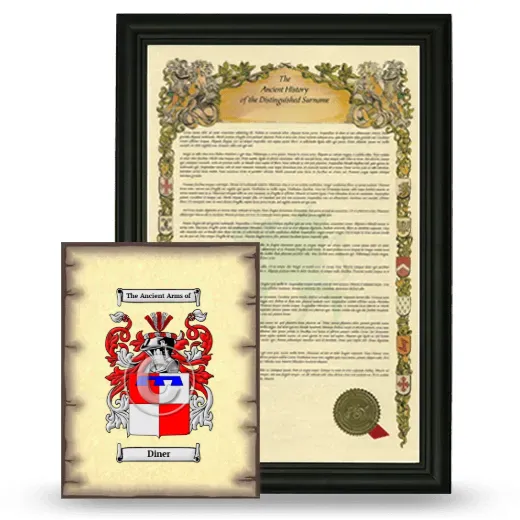 Diner Framed History and Coat of Arms Print - Black