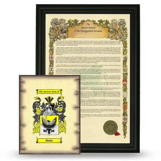 Doria Framed History and Coat of Arms Print - Black