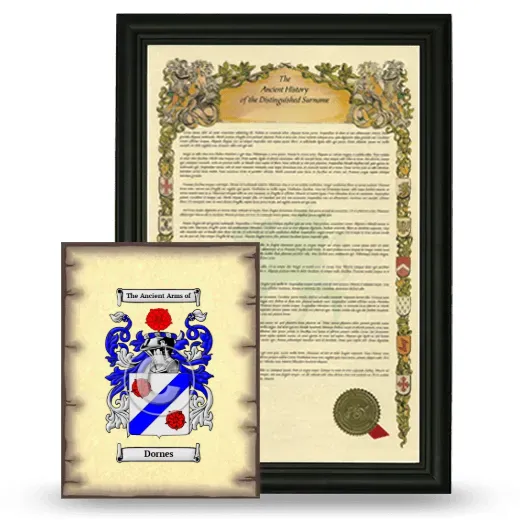 Dornes Framed History and Coat of Arms Print - Black