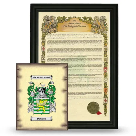 Downen Framed History and Coat of Arms Print - Black