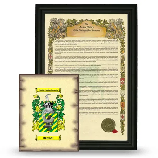 Dunings Framed History and Coat of Arms Print - Black