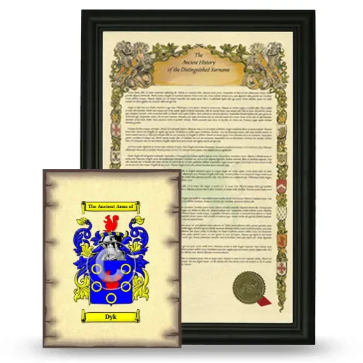 Dyk Framed History and Coat of Arms Print - Black