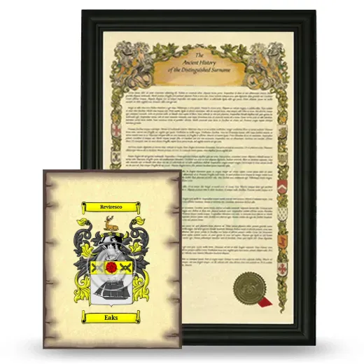 Eaks Framed History and Coat of Arms Print - Black