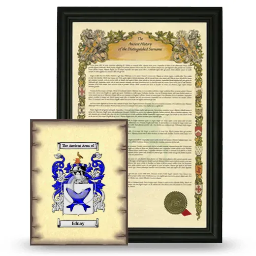 Ednay Framed History and Coat of Arms Print - Black