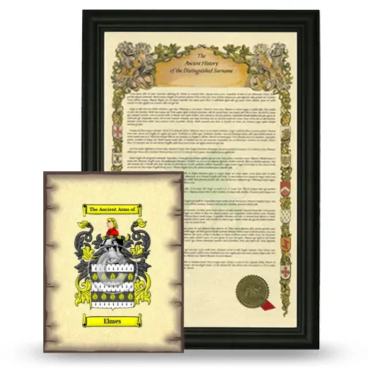 Elmes Framed History and Coat of Arms Print - Black
