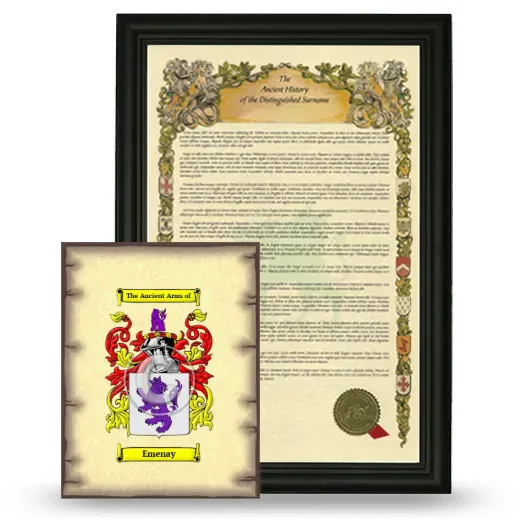 Emenay Framed History and Coat of Arms Print - Black