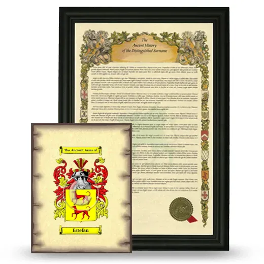 Estefan Framed History and Coat of Arms Print - Black
